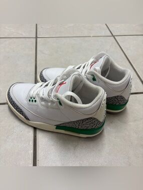 Jordan White Green Cement Grey Low-Top Sneakers